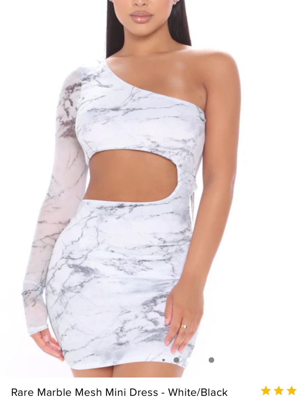 Rare Marble Mesh One-Shoulder Mini Dress - White/Black